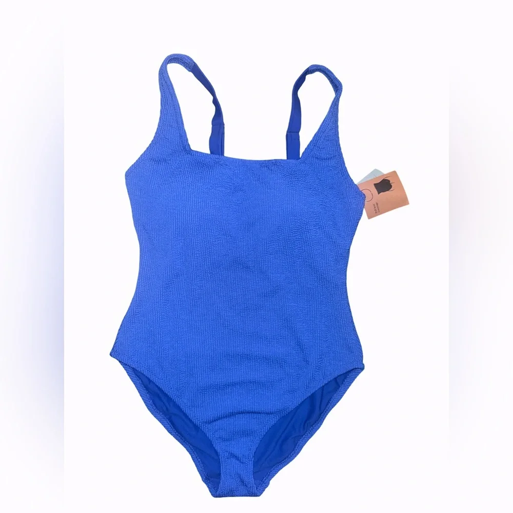 Shade & Shore Women’s Tank Scoop Neck One Piece Swimsuit ~ Blue Sz 14 or 16 NWT